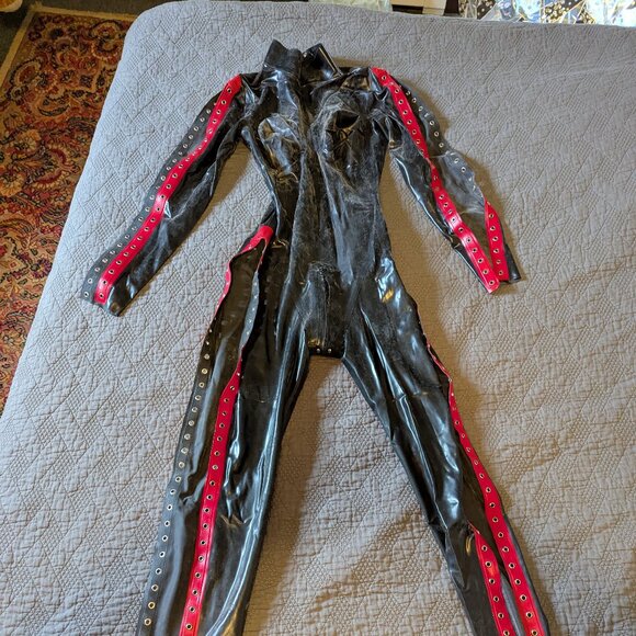 DeMask Black and Red Lace-up Catsuit - Picture 1 of 6